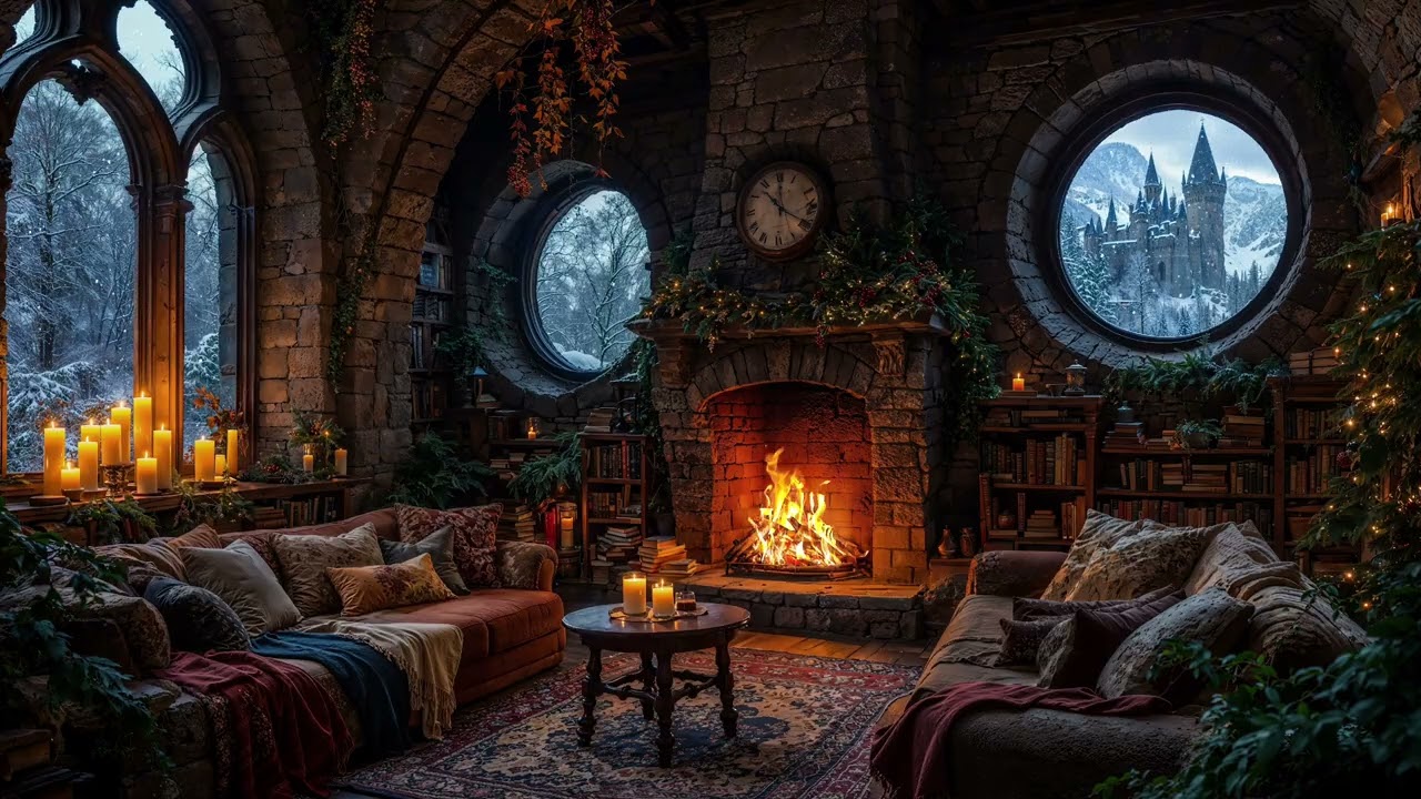 Escape to a hidden winter lodge tucked away deep within the snowy forest ❄✨