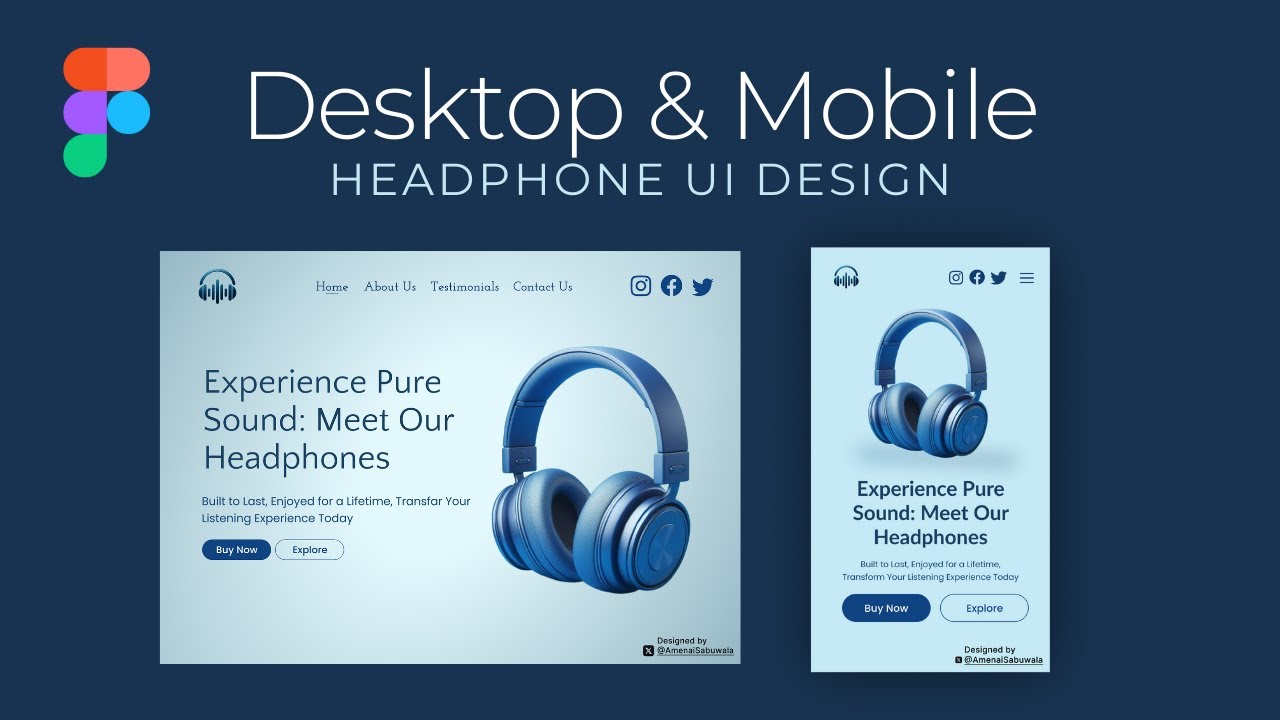 Headphone UI/UX Design in Figma | Desktop and Mobile Both | 4 minutes ...