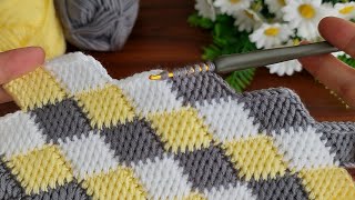 Super Easy Tunisian Knitting Pattern Baby Blanket - Tunus işi Çok Kolay Gösterişli Örgü Modeli..