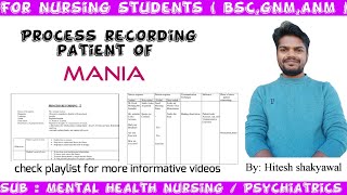 Process recording on mania / Process recording in Psychiatric nursing / Process recording #mhn #gnm