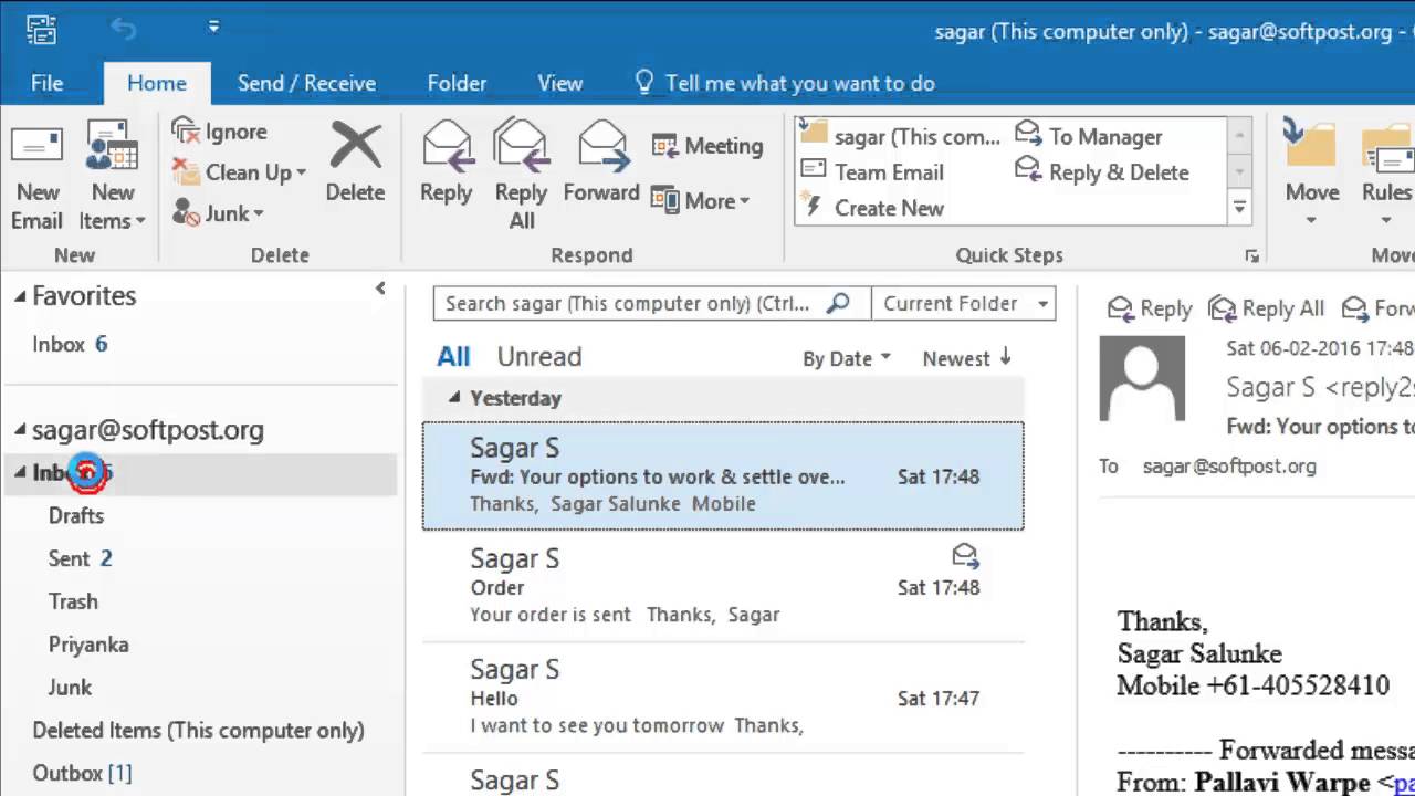 how to set up folders in outlook email