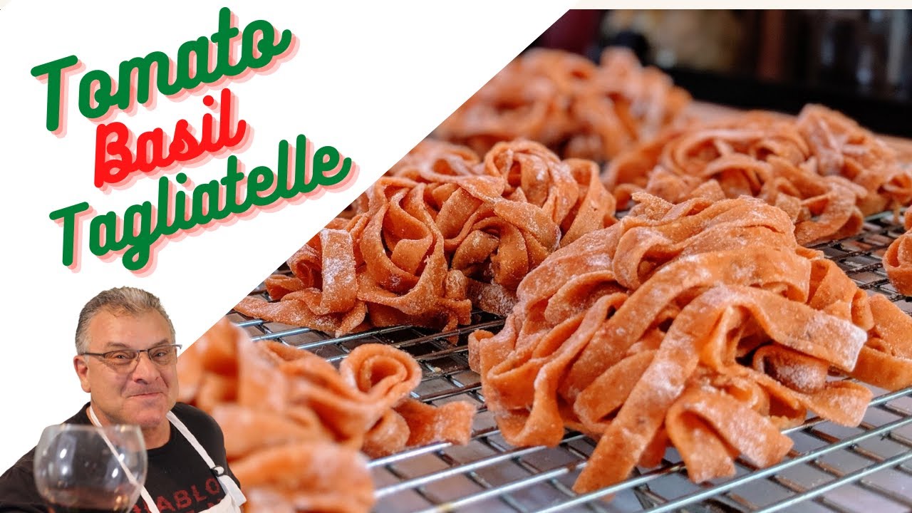 Tagliatelle pasta with fresh tomato basil sauce
