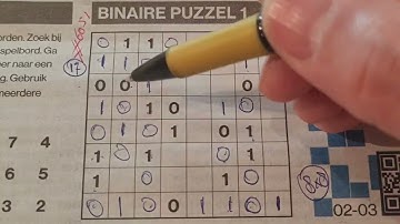 Thursday. Bonus Extra edition. (#6051) Binary01 Sudoku puzzle.  03-02-2023 Extra part 3 of 4