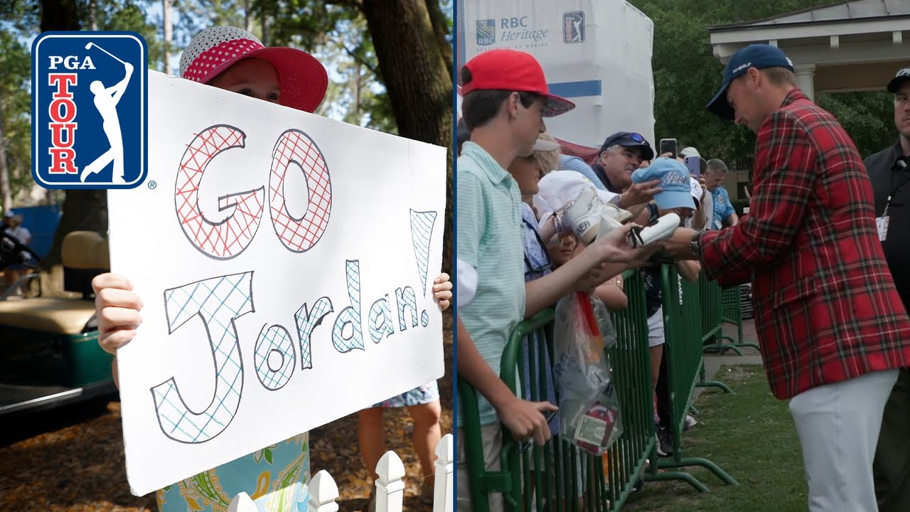 Jordan Spieth signs autographs for kids after win at RBC Heritage