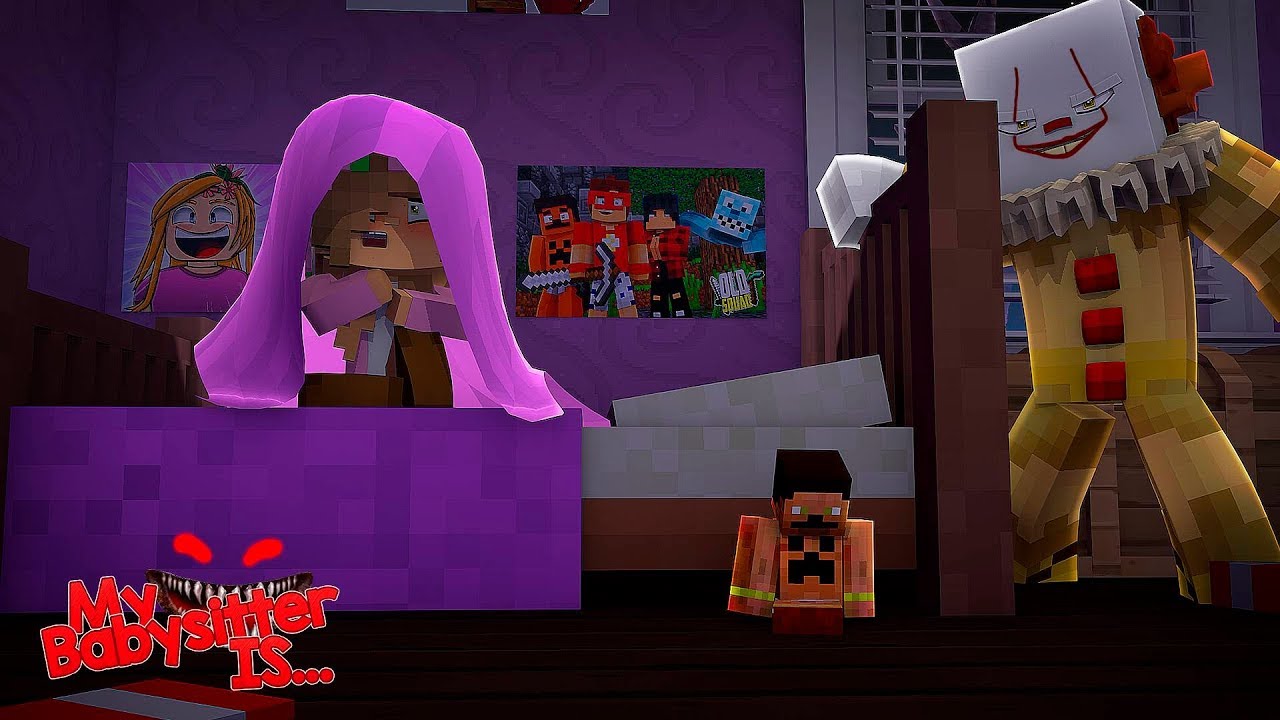 lunarly MY BABYSITTER IS.... IT THE CLOWN | Minecraft Little Kelly