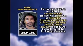 Lensley Samuel  ~ Short Obituary