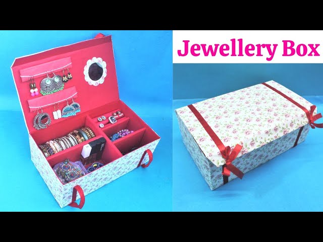 DIY - How to make Jewelry Organizer with waste Shoebox 