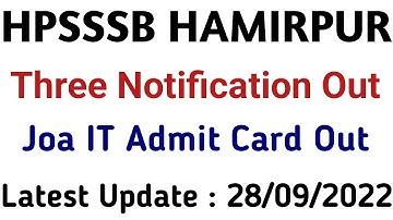 Hpsssb Hamirpur Three Latest Notifications Out|| Roll number List out