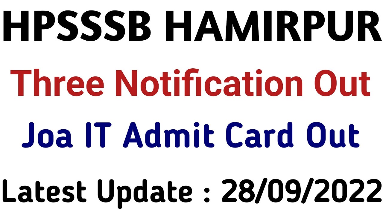 Hpsssb Hamirpur Three Latest Notifications Out|| Roll number List out -  YouTube