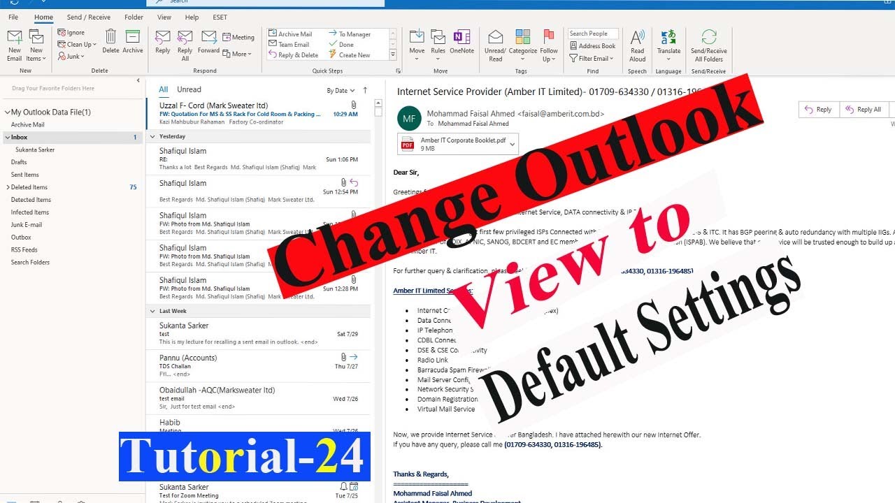 How To Reset Outlook View to Default Restore/Reset Inbox Folder View