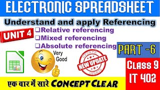 unit 4 electronic spreadsheet | Understand and apply Referencing  | Class 9