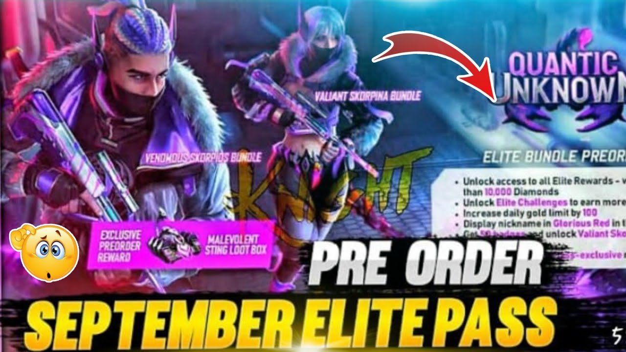 FREE FIRE SEPTEMBER ELITE PASS PRE ORDER  || 29 AUGUST NEW EVENT || ELITE PASS PRE ORDER TODAY