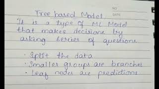 What is Tree based Model in Supervised ML in simple terms 