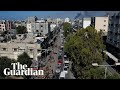 Drone footage shows convoys of Palestinians leaving northern Gaza