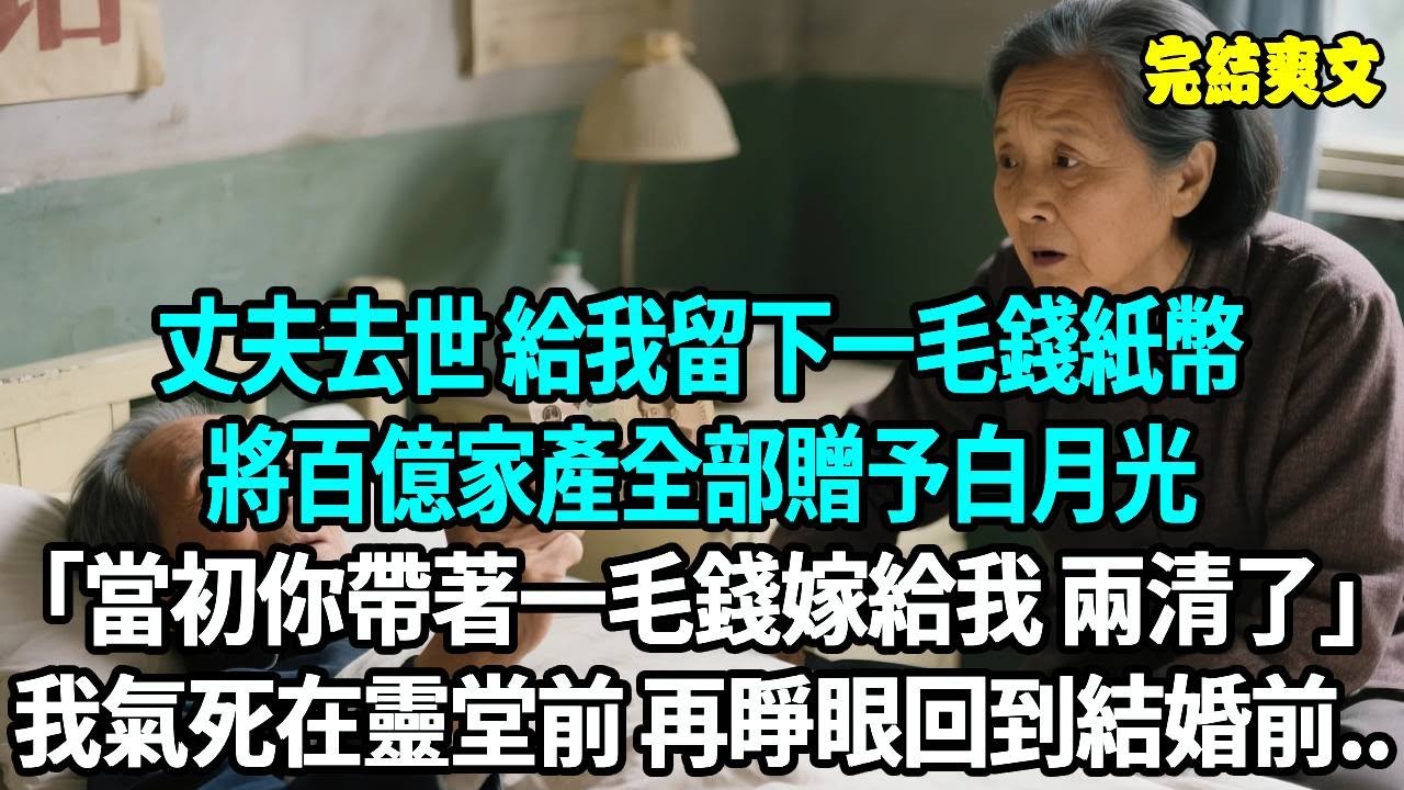 丈夫去世 給我留下一毛錢紙幣，將百億家產全部贈予白月光，當初你帶著一毛錢嫁給我，現在兩清了，我氣死在靈堂前，再睜眼回到結婚前..#爽文#重生#原創