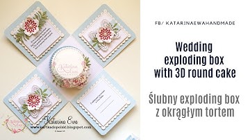 Wedding exploding box with 3D round cake | Ślubny exploding box z tortem okrągłym 3D