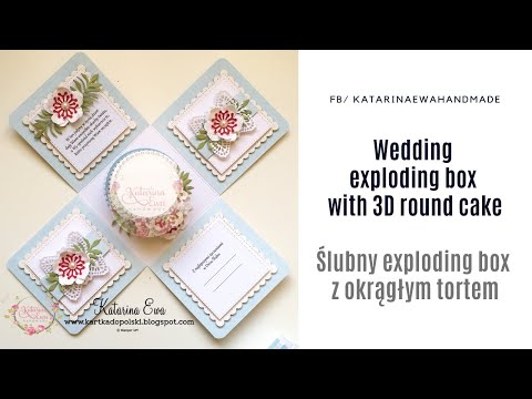 Wedding exploding box with 3D round cake | Ślubny exploding box z tortem okrągłym 3D