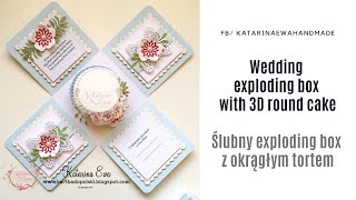 Wedding exploding box with 3D round cake | Ślubny exploding box z tortem okrągłym 3D