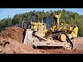 Cat D11T Dozer Ripping and Pushing Gravel.