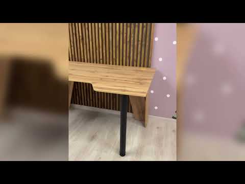 Комп'ютерний стіл LION Квест стильний стіл для роботи з ламінованою ДСП-барвником Бетон темний зі зносостійкою поверхнею, видео 1