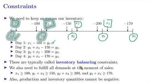 [OR1-Modeling] Lecture 2: Linear Programming #9 Simple LP formulation: Production and inventory