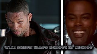 WILL SMITH SLAPS ROBOTS AROUND IN I,ROBOT
