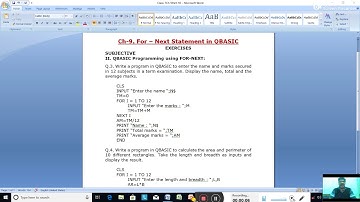 Date-18/12/2020. Class-7. Computer Studies. Ch-9, For-Next Statement in QBASIC. Part-10.