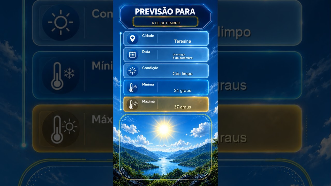 Clima para Teresina - 6 de setembro de 2026