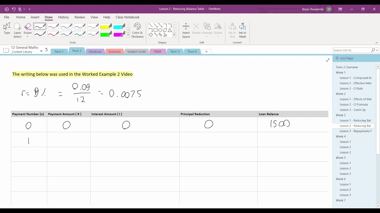 Reducing Balance Loans Using a Table Example - YouTube