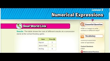 Grade 6, course 1, chapter 6, lesson 2, Numerical Expressions