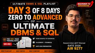 DBMS & SQL in 8 Days 🔥 Day 3 | Complete Zero to Advanced Course | Free Notes