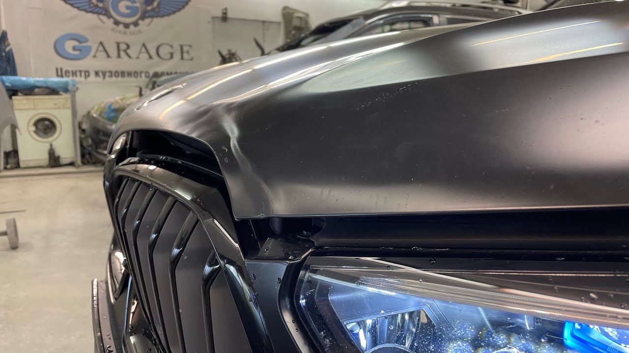 Ремонт алюминиевого капота BMW G06 - YouTube