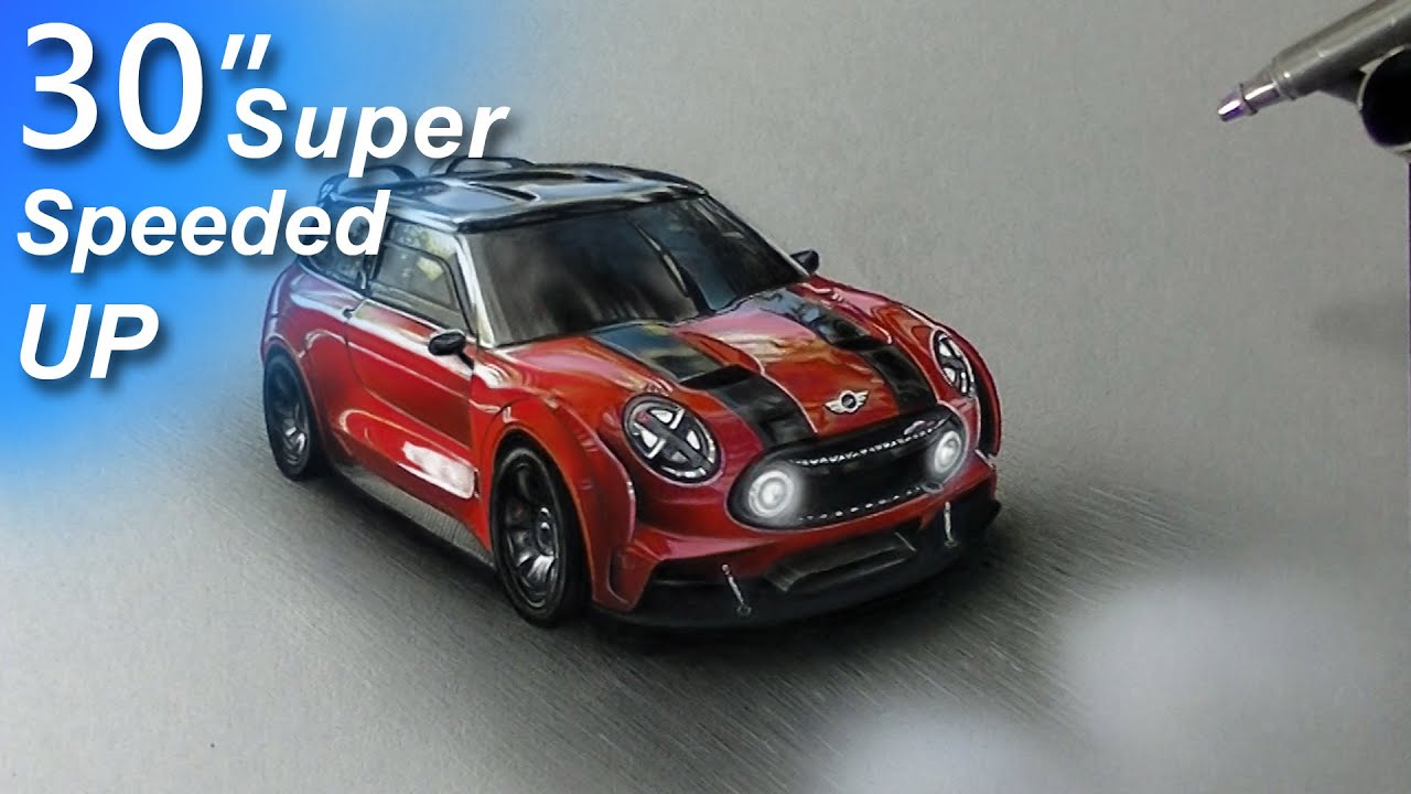 Drawing a MINI Clubman Vision Gran Turismo - super speeded up art