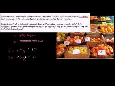 ამოცანები განტოლებათა სისტემებზე: ვაშლებისა და ფორთოხლების ფასი