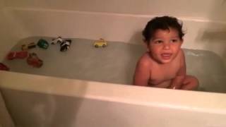 Ez Goofs Off for Declan in the Bath - February 2016
