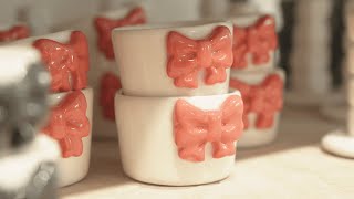 집들이 선물로 추천! 리본 도자기 컵 제작과정 | Slip casting a ceramic mini cup