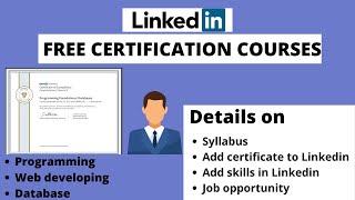 LINKEDIN FREE CERTIFICATION COURSES | ADD SKILLS TO LINKEDIN AND DOWNLOAD CERTIFICATE