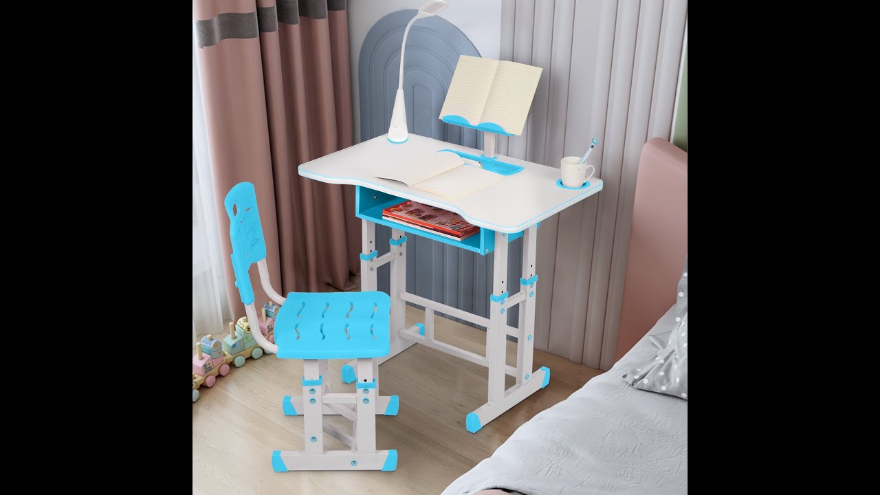 BabyTeddy Kids Study Table And Chair Set Plain Blue And Pink Colour