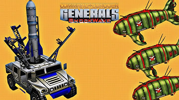 Command & Conquer Generals ShockWave Chaos USA Humvee 1 vs 2 HARD China Radiation General