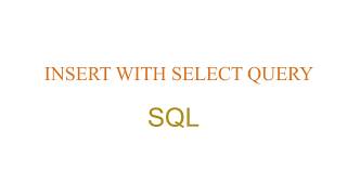 How to Insert data with the combination of INSERT and SELECT query in sql