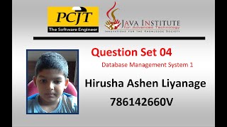 Database Management System Question Set 04 | Java Institute | Hirusha Ashen Liyanage