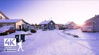 A Morning Quickie 🏃 Suburban Snow walk in Finland - Slow TV 4K