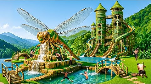 250 Days Building a Dragonfly Water Park and Bamboo House with Underground Pool Using Primitive Tool