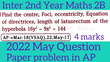 Problem on Hyperbola||Inter 2nd Year Maths 2B in telugu@maths naresh eclass