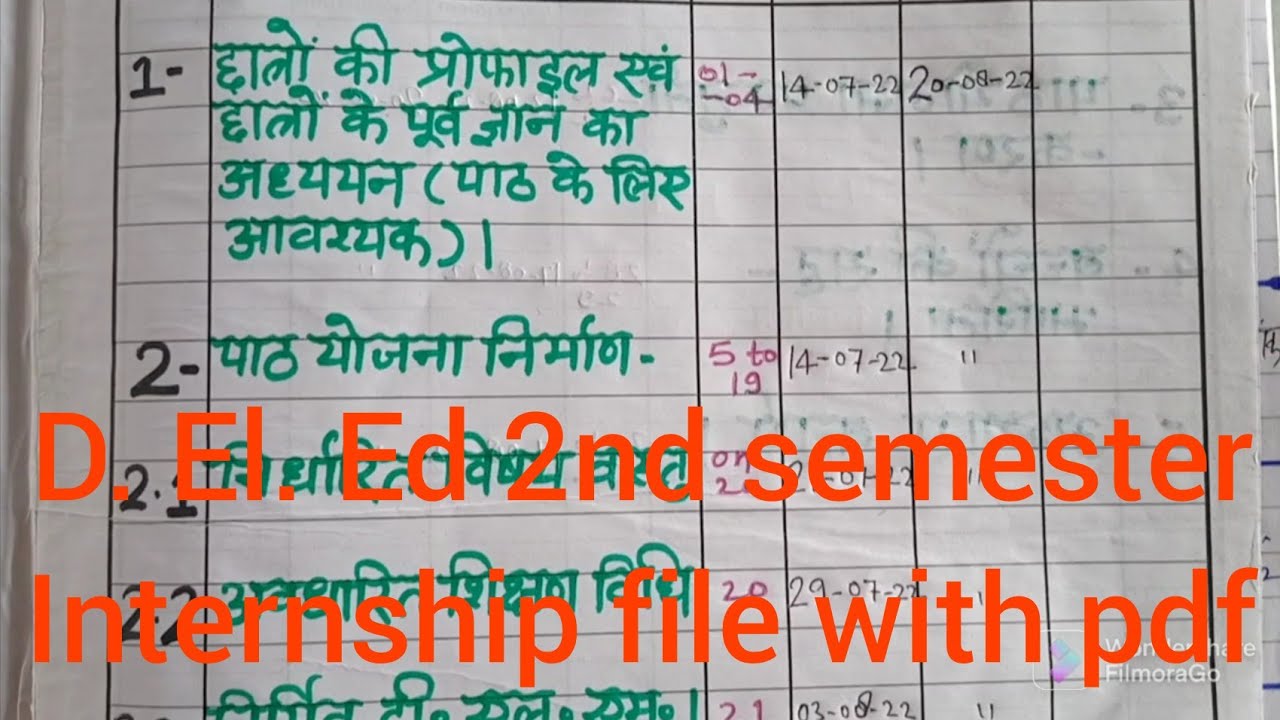Deled2nd Semester Internship File.pdf D.el.ed 2nd(second semester) internship file 2022 with pdf ||diet ...