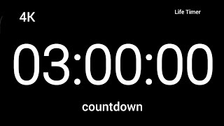 3 Hour Countdown Timer ⏳ 3:00:00 Dark Timer 4K | Countdown Clock for Study, Work & Focus