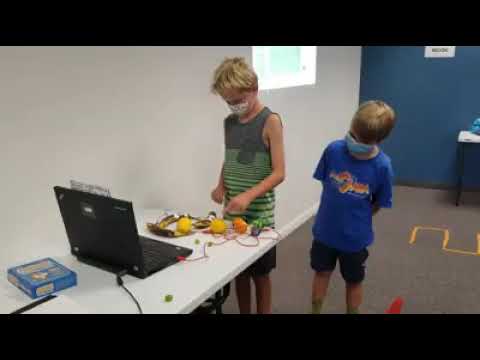 MIT's Makey Makey Lemon Piano with Scratch coding at Futurebytes Robotics and Coding Camps.