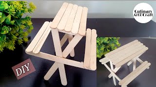 DIY Picnic Table And Bench Made Out Of Popsicle Sticks