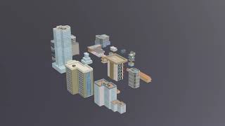 City buildings and houses lowpoly 3d model made in blender