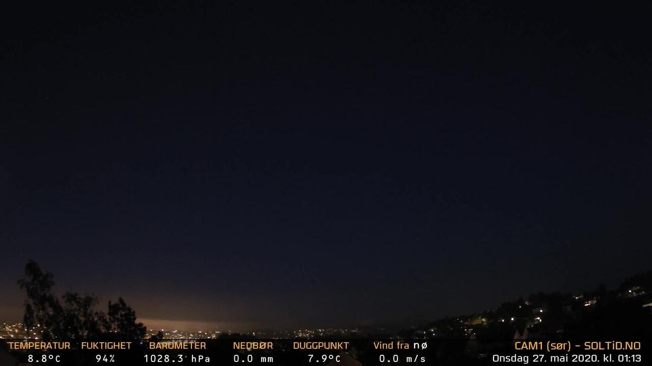 Timelapse Cam 1 - Natt til 27. mai 2020